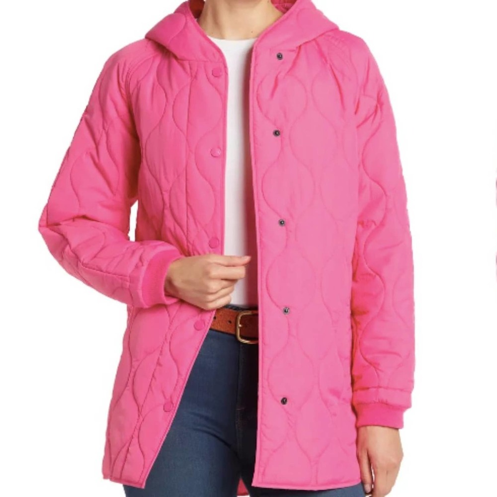 BCBGeneration Missy Eco Quilted Topper Coat X-Small Hot Pink